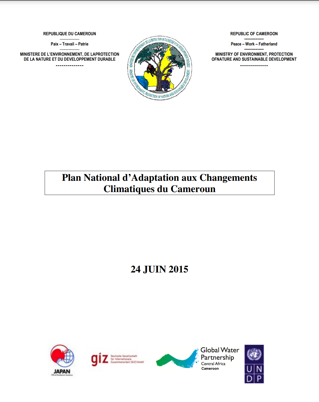 Plan National D'Adaptation aux Changements limatiques du Cameroun