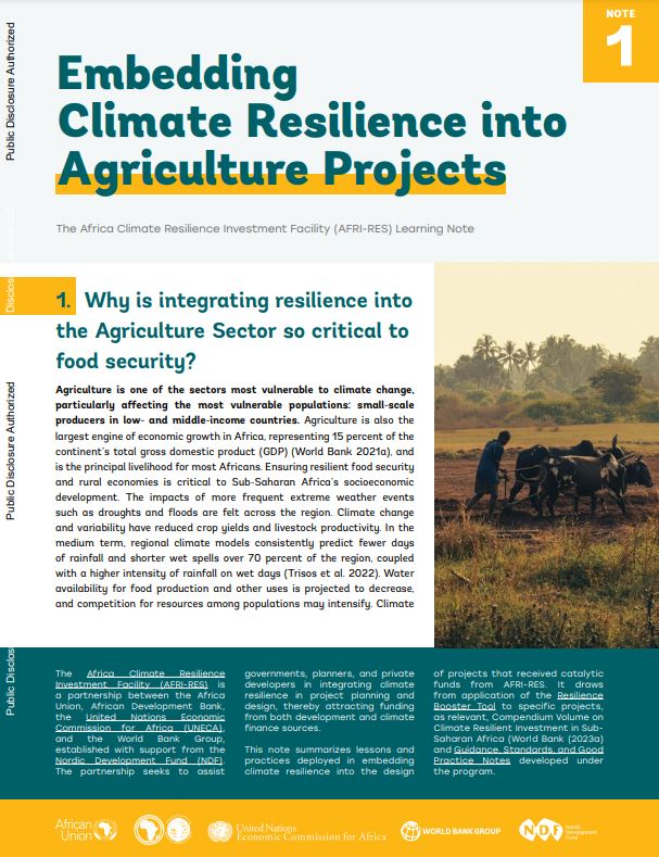 Embedding Climate Resilience into Agriculture Projects