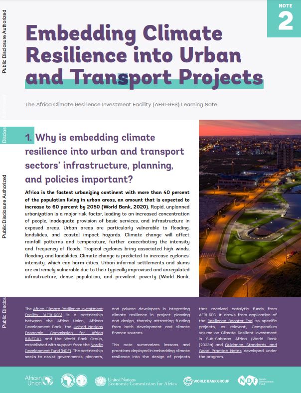 Embedding Climate Resilience into Urban and Transport Projects